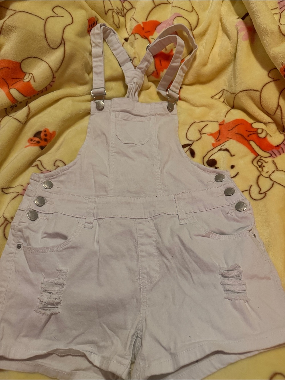 White Denim Shortall Overalls